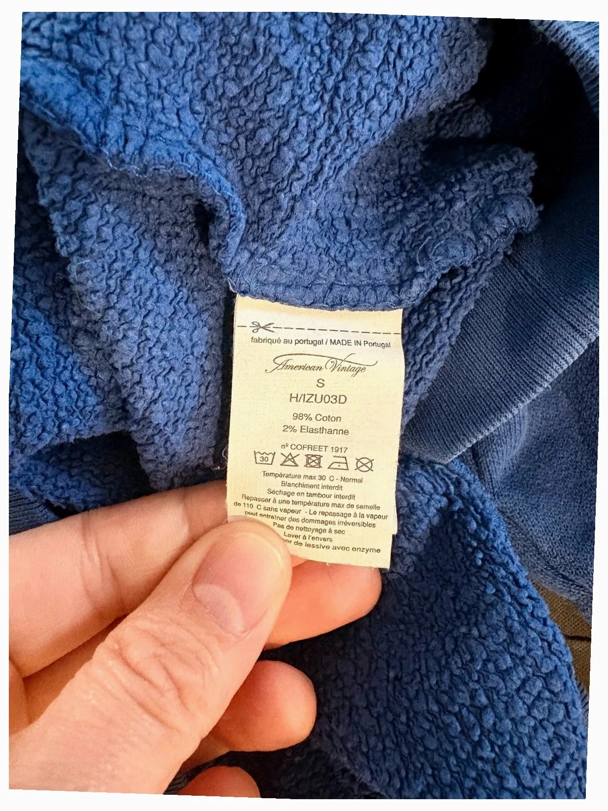 American Vintage Blue Hoodie, Size S. – photo 4